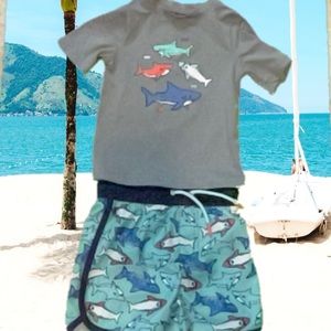 Cat And Jack Boys Swim Suit W/Rash Guard 2T